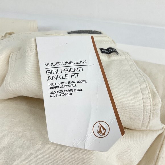 Volcom Jeans Womens Sz 26 White Vol-Stone Girlfriend Ankle Fit Stretch Denim Nwt - Picture 8 of 13